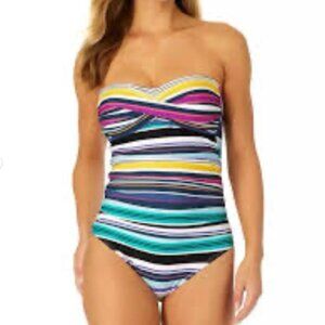 Anne Cole (Missing Straps) Bold Floral Foldover One-Piece Swimsuit Size 6 7085